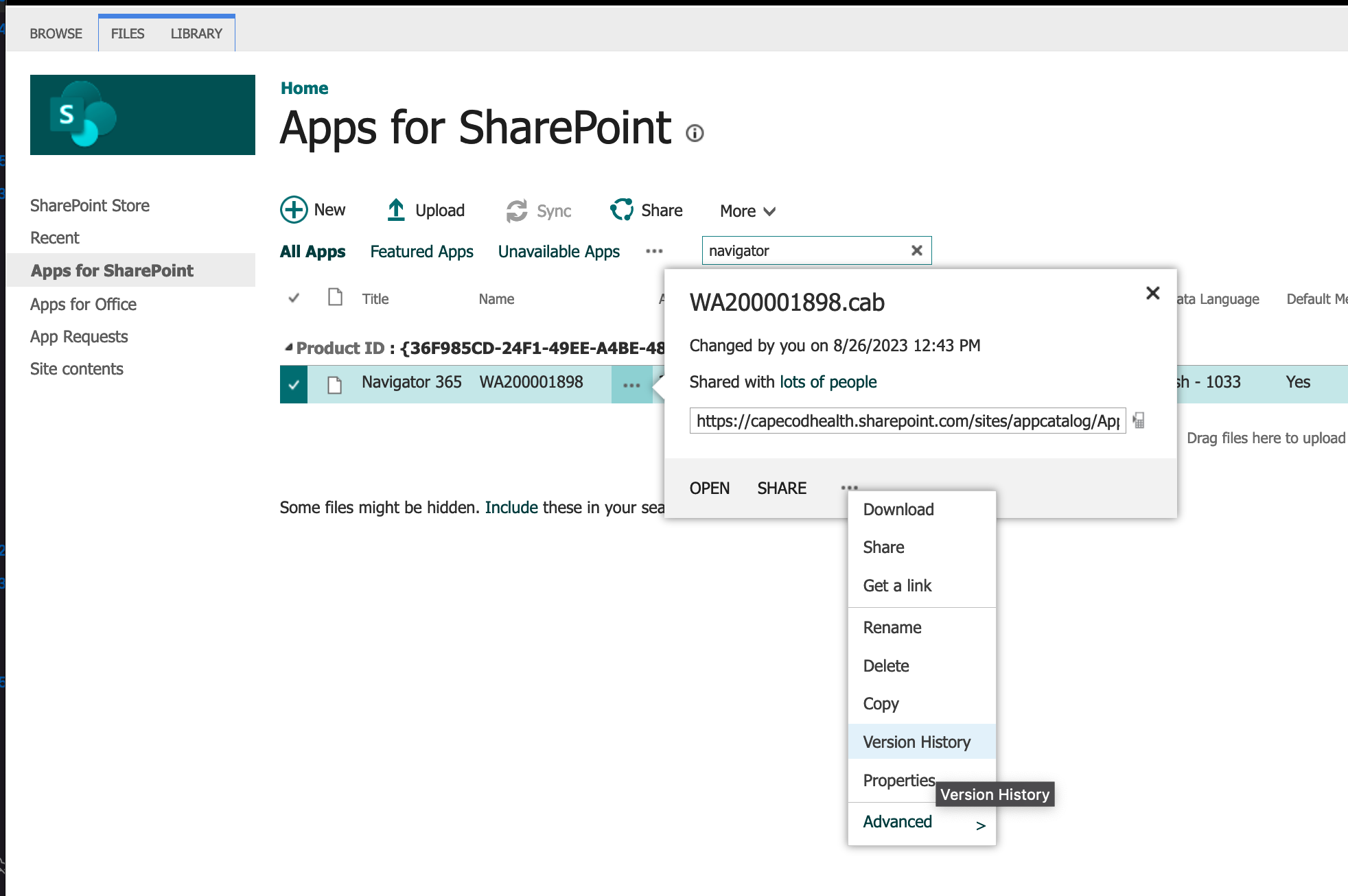 App Properties Screen